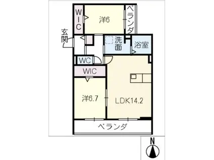 HARMONIOUS福江(2LDK/3階)の間取り写真