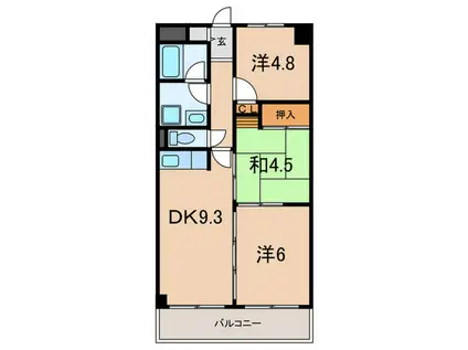 ベネフィス鴨池I(3DK/4階)の間取り写真