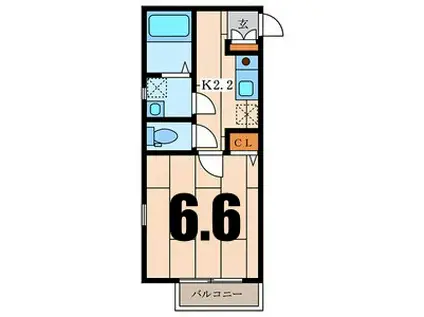 メープルハイツ(1K/2階)の間取り写真
