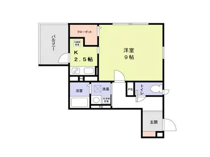 カーペディエム(1K/2階)の間取り写真