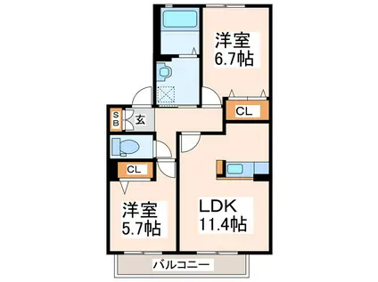 サンリッチ F・G(2LDK/2階)の間取り写真