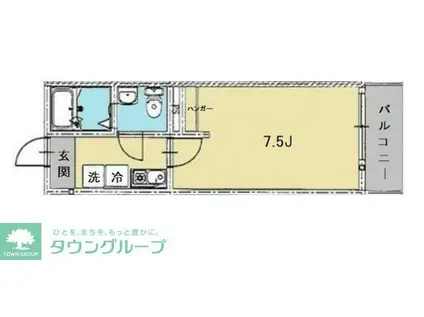フラットフィールド金沢文庫(1K/2階)の間取り写真