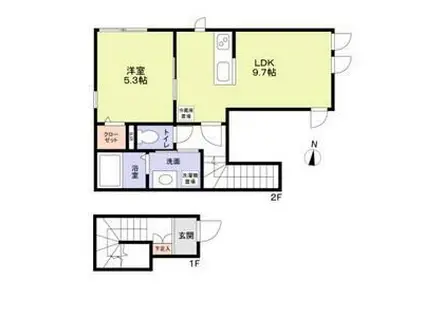 GRAND ESPOIR(1LDK/2階)の間取り写真