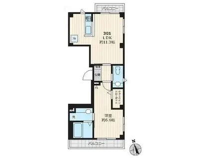 エスホームズ高輪(1LDK/3階)の間取り写真