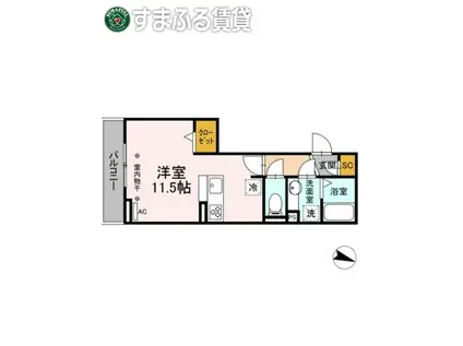 GRAND D-ROOM上重原(ワンルーム/2階)の間取り写真