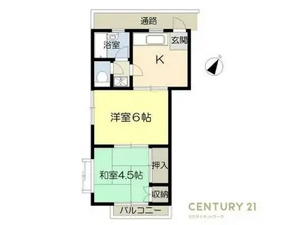 アーバニティ安田(2K/3階)の間取り写真