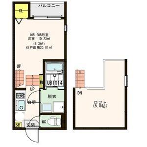 ハーモニーテラス福住町II(1K/2階)の間取り写真
