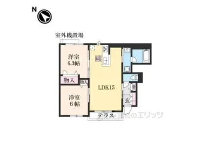 グレイスレジデンス比叡山坂本(2LDK/1階)の間取り写真