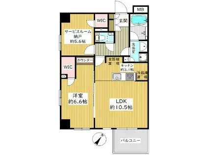 バースシティ横浜大通公園(1SLDK/9階)の間取り写真
