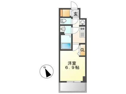 プレサンス東別院駅前II(1K/2階)の間取り写真