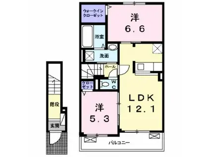 グッド・リッチ・ジオパレス横塚(2LDK/2階)の間取り写真