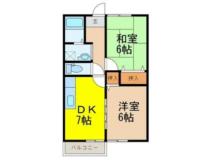 サンガーデンA(2DK/2階)の間取り写真