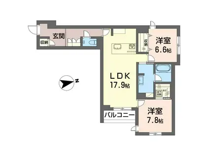 メリア調布(2LDK/1階)の間取り写真