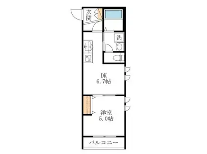 ANNEI川崎(1DK/2階)の間取り写真