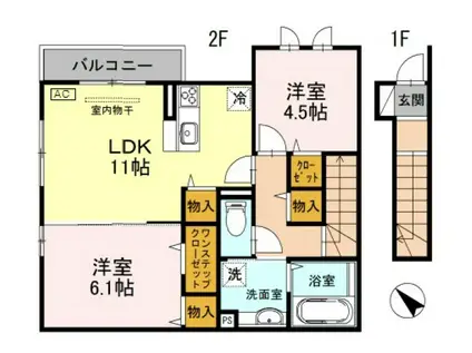 スペチーアーレ(2LDK/2階)の間取り写真