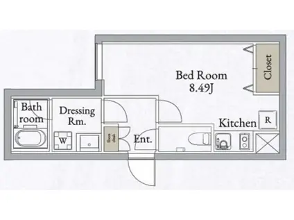 ライブフラット高田馬場(ワンルーム/2階)の間取り写真
