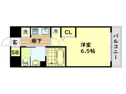エステムコート難波Vブロード(1K/8階)の間取り写真