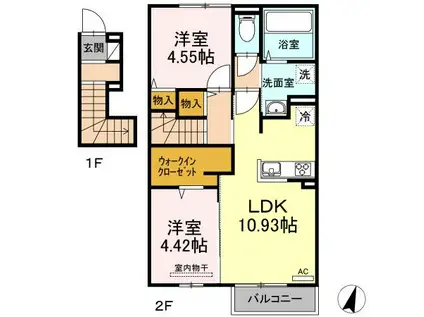 D-ROOMM C棟(2LDK/2階)の間取り写真