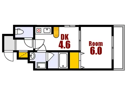 ダイアパレス東白島(1DK/2階)の間取り写真