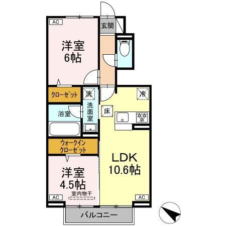 アナシエ富田町(2LDK/1階)の間取り写真