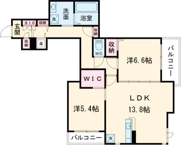 花山グリーンハイツ(3LDK/2階)の間取り写真