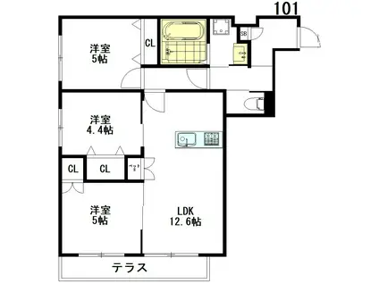 TIAMAT(3LDK/1階)の間取り写真