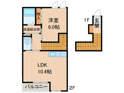 サンコート砂山(1LDK/2階)の間取り写真
