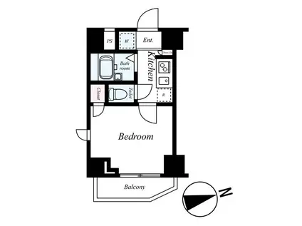 スカイコート亀戸中央公園(1K/2階)の間取り写真