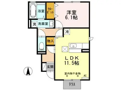 LA VITA A棟(1LDK/1階)の間取り写真