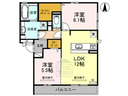エスポワール ルミエール(2LDK/2階)の間取り写真