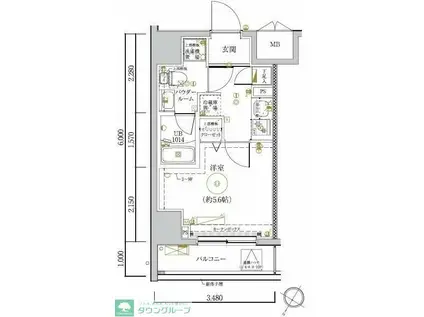 LUMEED川崎(1K/7階)の間取り写真