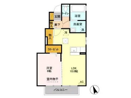 エルヴィレッジD(1LDK/1階)の間取り写真