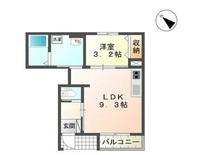 ディオーネ(1LDK/1階)の間取り写真