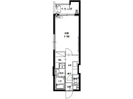 メルシー宇宿(1K/2階)の間取り写真
