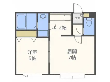 リープブルーメII(1LDK/2階)の間取り写真