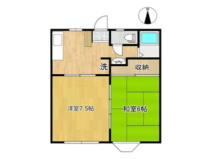 クローバーハウスC(2DK/1階)の間取り写真