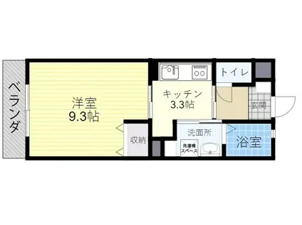 ハピネス上野(1K/2階)の間取り写真