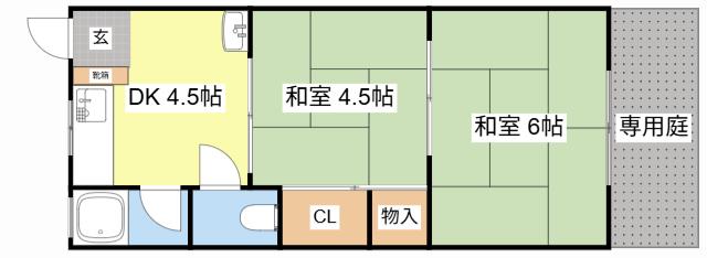 第一カナヤハイツ(2DK/1階)の間取り写真
