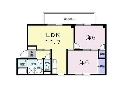 ローレルコート・ハギノ(2LDK/1階)の間取り写真