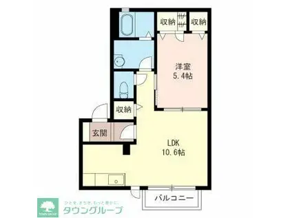 フローラルK(1LDK/1階)の間取り写真