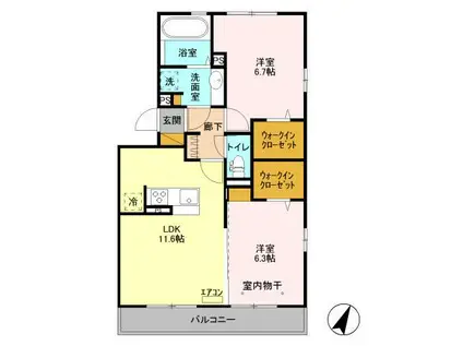アピチェ(2LDK/2階)の間取り写真
