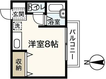 グランディーY(ワンルーム/2階)の間取り写真