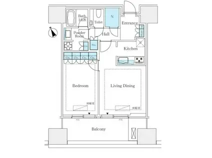 麻布台ヒルズレジデンスB(1LDK/8階)の間取り写真