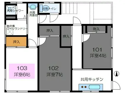 鳴海荘(ワンルーム/1階)の間取り写真