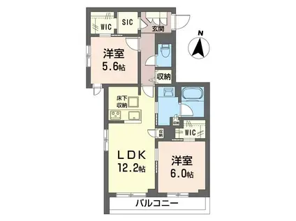 ル ヴァン フレ(2LDK/1階)の間取り写真