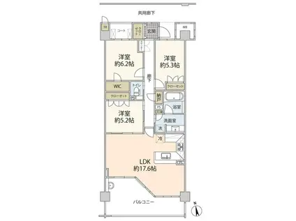 パークハウス高森ヒルズブライトコート(3LDK/4階)の間取り写真