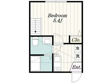 TINA 小田急相模原II(1K/2階)の間取り写真