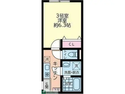 仮シティハイツ大道1丁目(1K/2階)の間取り写真