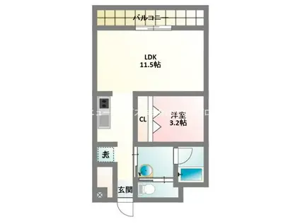 GRANDEUR MONCHERI(1LDK/1階)の間取り写真