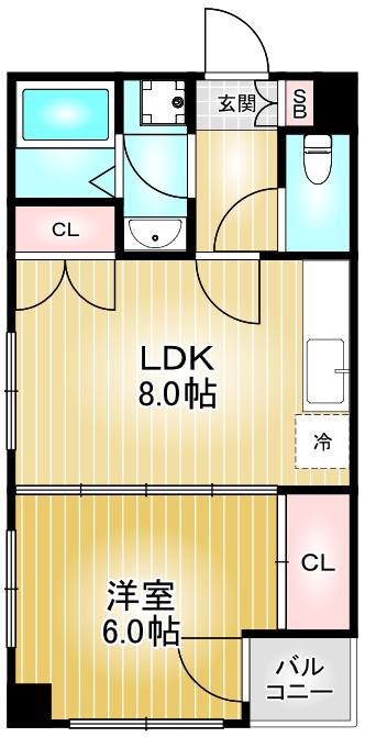 Fビル東山(1LDK/3階)の間取り写真